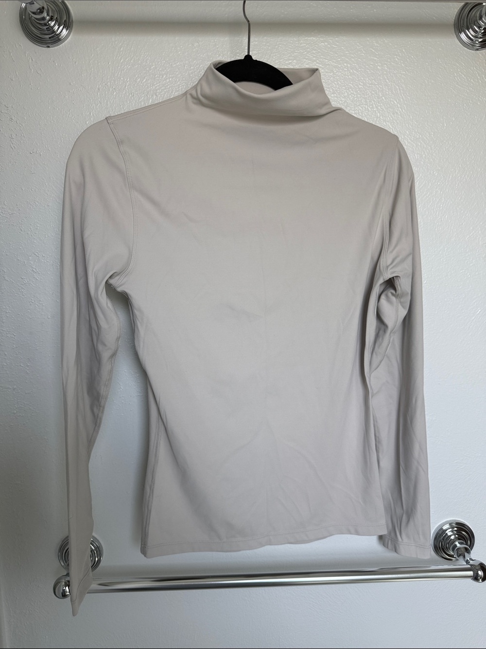 Light Beige Taupe Turtleneck Long Sleeve Top